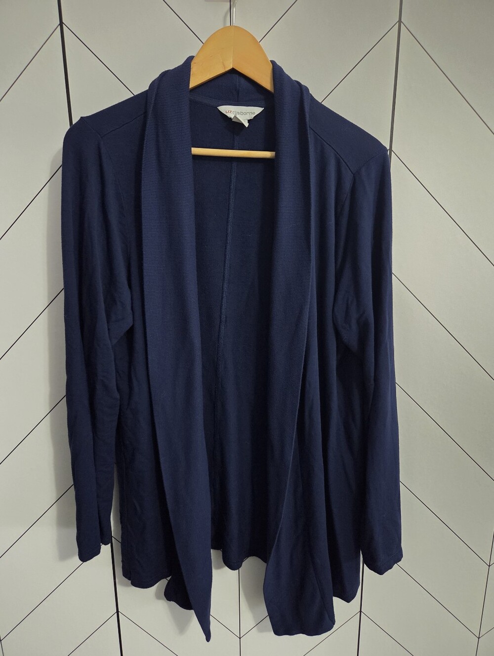 Liz Claiborne Navy Blue Draped Open Front Cardigan, Size XL